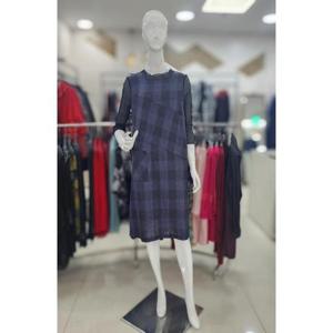 투에스티 세이브존06 라운드넥 빅체크 린넨 원피스 TK6WOP01