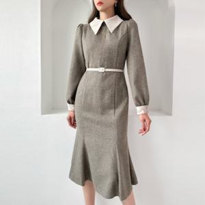 [금찌]금찌 뉴바니 배색 원피스 ST7006D