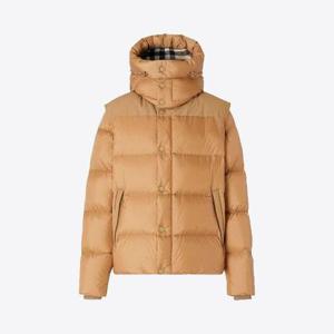 버버리 남성 디태처블 체크 디테일 숏 다운자켓 웜 허니 패딩 8059141