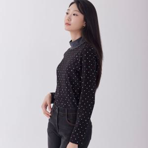 [지센] 도트 긴팔 하프넥 티셔츠 LCTSOA33_BK