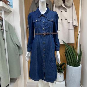 클리지 DP01 퍼프 금장 데님 진청 원피스 CP2WOP02