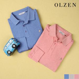 [올젠] 멀티컬러 로고 솔리드 카라 티셔츠 (ZOD1TT1301)