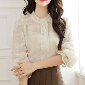 [패션시그널] 링클레이스엣지 플라워패턴 블라우스 900BFA