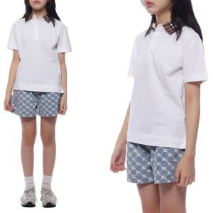 [버버리] 24SS 체크 카라 폴로 반팔티셔츠 (8073160 WHITE 24S)