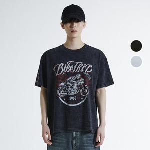 [버커루]남성 20수 루즈핏 바이커 반팔 티셔츠 B242TS095P