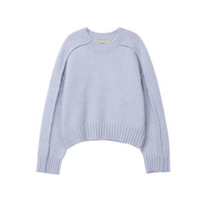 아떼바네사브루노 24FW 블루 단색 라운드 긴팔니트 VISW4F225B2