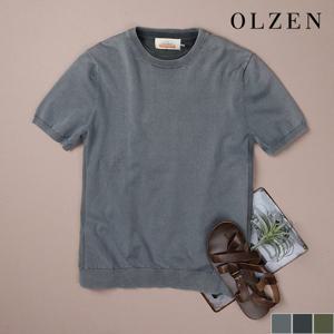 [올젠] 가먼트다잉 라운드 반팔 니트 (ZOD2ER1305_A)