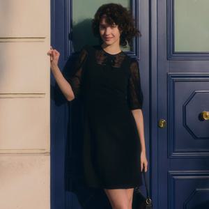 [SATIN] 레이스 배색 A 라인 원피스 O252T602