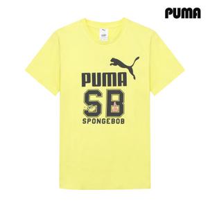 푸마X스폰지밥 키즈 그래픽 아동 주니어 반팔티 레몬멜란지 622212-39
