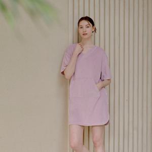 라페어 바이올렛 핑크 테리 스냅 원피스 LWMDAOP0407-VP