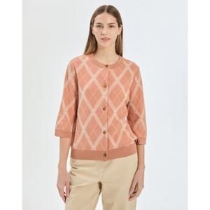 닥스 여성 25FW 핑크 아가일 면혼방 7부소매 가디건 DLSW5D811P2