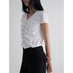 (325865LY11) [에잇세컨즈] 셔링 반소매 블라우스  화이트