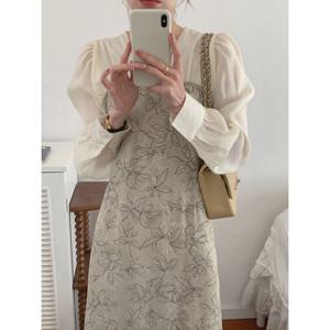 [웬디]시스루 소매 롱원피스 WP13787