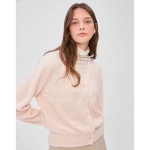 질스튜어트 뉴욕 여성 24FW 울 85% 코랄 플라워 자수 브이넥 가디건 JSSW4D200C1