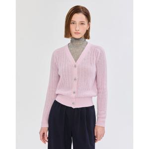 질스튜어트 뉴욕 여성 25SS 시즌오프 퍼플 크리스탈 버튼 알파카 혼방 브이넥 가디건 JSSW5A100U1