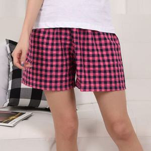 여성 체크 특면 3부 파자마 하의 홈웨어 잠옷 바지