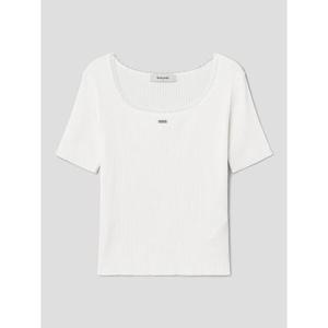 (125951MQ70) [에잇세컨즈] 레이스 트리밍 슬림핏 골지 니트  아이보리