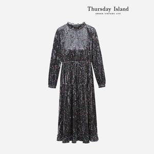 [Thursday Island] 잔꽃 벨벳 프릴 롱 원피스 (T238MOP639W)