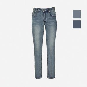 [뱅뱅] 공용 구제워싱 기모 테이퍼드 데님팬츠 (NQI672)