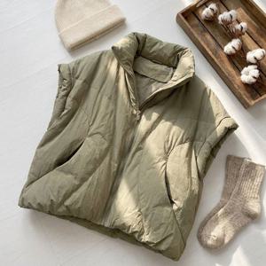 델마 반소매 오버핏 패딩조끼_NC4JP016