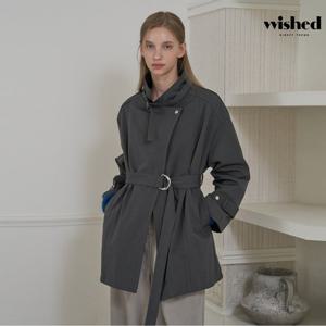 [위시드]하이넥 벨티드 하프 트렌치 자켓 (WICCJK016)