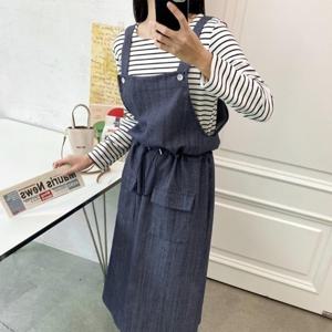 [신상오픈런]KDO468D치프린 긴 스프링 청 플레어 멜빵 여성 원피