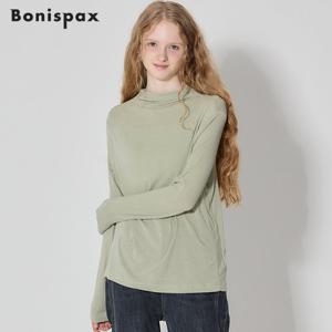 [보니스팍스(Bonispax)] 베이직 하이넥 솔리드 티셔츠 (택가격 59000원)