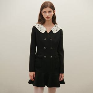 [SATIN] 니트 탈부착 카라 원피스 O254T607