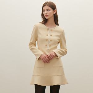 [SATIN] 골드버튼 트위드 미니 원피스 O254T601