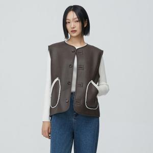 플라스틱아일랜드  (PR4MV081) 리버시블 무스탕 베스트