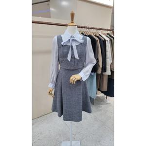 [케네스레이디]리본 타이 트위드 원피스 EVOPPK9700