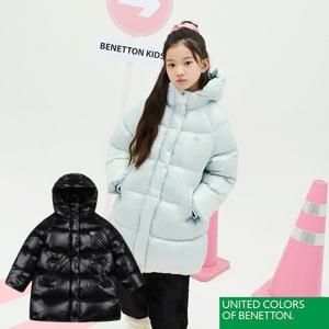 [베네통키즈]25FW 셔링 후드 롱 다운 QADJ02561