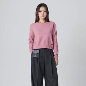 [LAP] 랩 장식 라운드 꽈배기 니트 겨울 코디 (AR4KHA70)