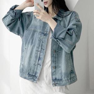 빅사이즈 509 핀턱라인워싱데님자켓 DBNV364