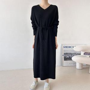 빅사이즈 511 리본끈일자핏롱원피스 DARV580