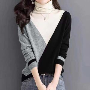 [올리비에스클로젯] 모던 배색 포인트 터틀넥 니트_O2512KN621D