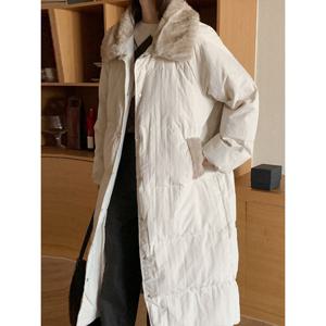 [헤레이스](오리털100%)밍크카라 롱다운 패딩_YMSH25FW354