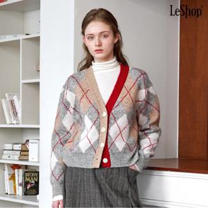 [르샵]아가일 브이넥 크롭 가디건 (DP4CK049A)