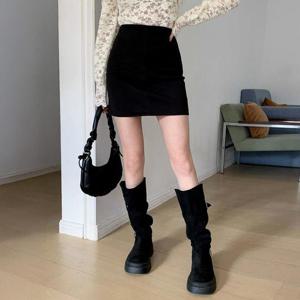 여자 보온 세무 가을겨울 미니스커트
