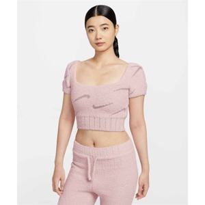 나이키 스포츠웨어 코지 부클레 반소매 크롭 니트 탑 W - 실트 레드몰트 HV2771-667 247575