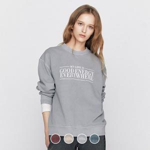 [지오다노]여성 봄 라운드넥 루즈핏 그래픽 프린트 빈티지 워시드 맨투맨 티셔츠 326510