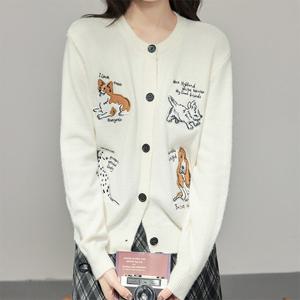 [패션시그널] 퍼피캐릭터 라운드넥 가디건 D2AF2C