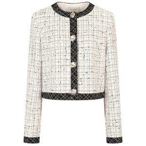 [제이제이 지고트]여성 메탈 버튼 배색 트위드 크롭 재킷 GNAA0JK17