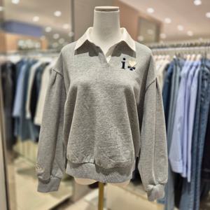 [비지트인뉴욕]하트자수 카라 배색 맨투맨 VC3LT11