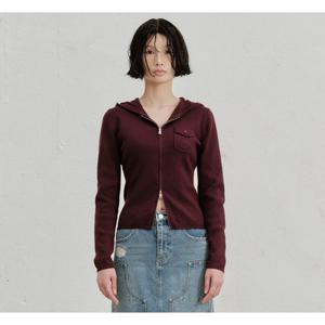 [플랙진]여성 로고 니트 후드 집업 (PWTI3NTL07W)