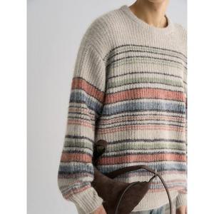 (456151CC3H) [에잇세컨즈] 빈티지 스트라이프 라운드 니트  카키