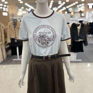 [숲]메이븐 라운드배색 레터링 반팔 티셔츠 SC3ST91