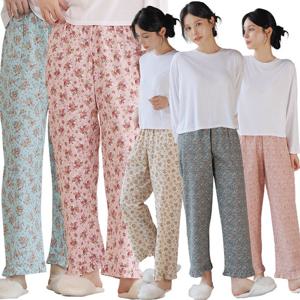 마누아 여성 고밀도 순면 플라워 9부 얇은 파자마/잠옷바지