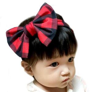 [아랑로랑] W블랙체크리본 아기헤어밴드