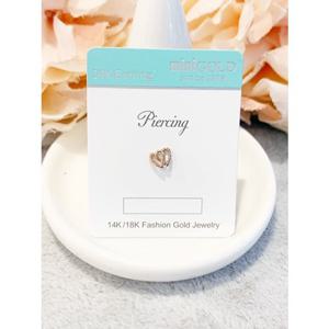 미니골드 14k THANK YOU 더블하트 피어싱 ESWM4109